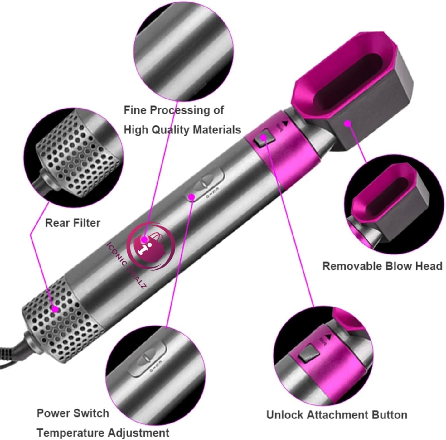 5 in 1 Brush Blow Drying Hair Dryer